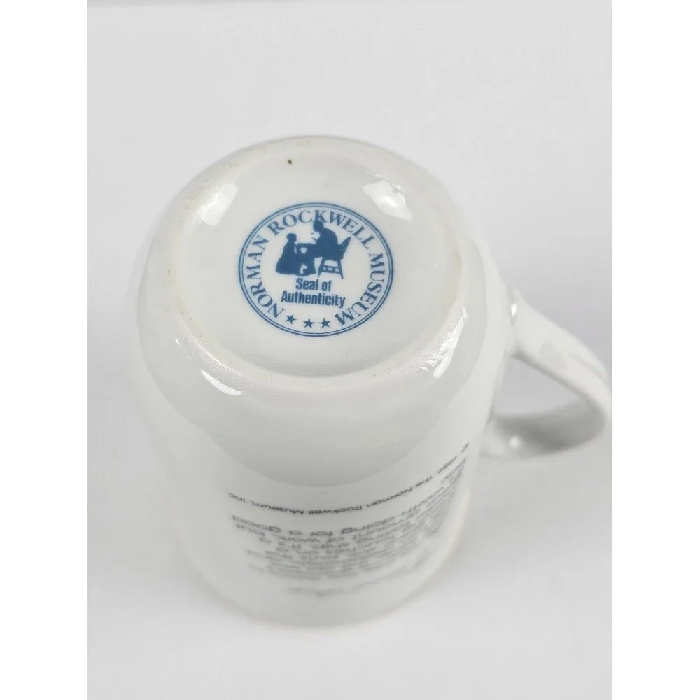 1982 The Good Boy Model Ship Builder Norman Rockwell Museum Coffee Gold Trim Mug